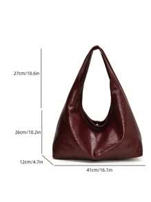 Vintage Commuter Large Capacity Bag For Women 2024 New Texture Soft Leather Shoulder Bag Simple And Versatile Crossbody Tote Bag - 紅色 - 查看 11