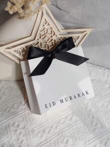 5/10 sztuk, Eid Al Adha Mubarak Wyrafinowane Mini Pudełka Prezentowe W Klasycznej Czerni, Głębokiej Zieleni I Czystej Bieli Z Eleganckimi Satynowymi Wstążkami, Czysta Biel Z Pięknymi Złotymi Gwiazdami I Półksiężycami Rozmiar: 11,5 X 10 X 4,5 cm Małe Pudełko Do Pakowania Prezentów Premium, Elegancki Złoty Wzór Foliowy - Idealny Rozmiar Na Prezenty Cukierki, Czekoladki I Małe Dowody Wdzięczności