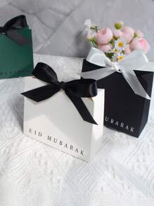 5/10 sztuk, Eid Al Adha Mubarak Wyrafinowane Mini Pudełka Prezentowe W Klasycznej Czerni, Głębokiej Zieleni I Czystej Bieli Z Eleganckimi Satynowymi Wstążkami, Czysta Biel Z Pięknymi Złotymi Gwiazdami I Półksiężycami Rozmiar: 11,5 X 10 X 4,5 cm Małe Pudełko Do Pakowania Prezentów Premium, Elegancki Złoty Wzór Foliowy - Idealny Rozmiar Na Prezenty Cukierki, Czekoladki I Małe Dowody Wdzięczności