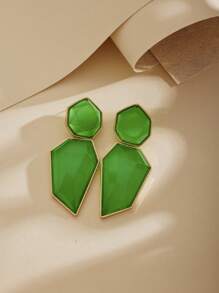 1 Pair 2024 New Exaggerated Geometric Colorful Acrylic & Metal Earrings, Unique Creative Design, Minimalist Style, Versatile For Women Party, Daily Wear, Gift
