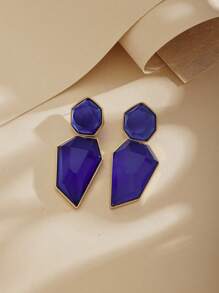 1 Pair 2024 New Exaggerated Geometric Colorful Acrylic & Metal Earrings, Unique Creative Design, Minimalist Style, Versatile For Women Party, Daily Wear, Gift