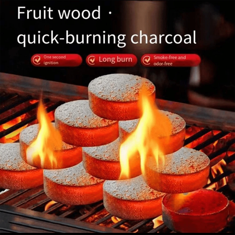 100 件装速燃香木炭，用于焚香、阿拉伯香料、木炭、无烟木炭，适用于家庭燃烧、烧烤、室内生火、户外露营和泡茶 - 數量 - 查看 1