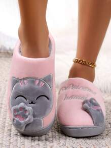 نعال خالية من الفرو للسيدات من نوع ماناكي-نيكو كوزي ذات أسطح سميكة مضادة للانزلاق، مناسبة للارتداء داخل المنزل في فصلي الخريف والشتاء.