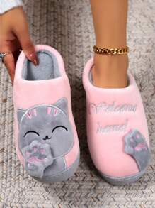 نعال خالية من الفرو للسيدات من نوع ماناكي-نيكو كوزي ذات أسطح سميكة مضادة للانزلاق، مناسبة للارتداء داخل المنزل في فصلي الخريف والشتاء.