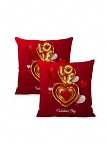2 Stücke Valentinstag Kissenbezüge 3D gestrickte Rose Liebespaar Retro Liebesmuster Landhausstil Kissenbezüge Dekoration Zuhause Quadratisch Sofa Wohnzimmer Schlafzimmer Bett Sofa Stuhl Kissenbezug passt für alle Jahreszeiten (ohne Füllung)