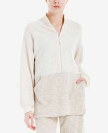 Max Studio London Zip Front Sweater - Cream - View 1