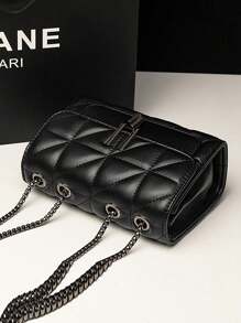 Dedoo Elegant Women's Shoulder Bag With Chain Strap, Quilted PU Leather Crossbody Bag, Luxury Simple Underarm Messenger Bag With Zipper Closure, Plaid Pattern, Hand Washable - Polyester Lined