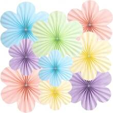Birthday Party Decor Paper Flowers, Paper Wall Decor Flowers, Party Backdrop Paper Fan Hanging Paper Flowers - Multicolor - View 13