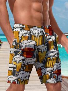 Shorts Havaiana Masculina Estampada em 3D, Verão, Havaiana