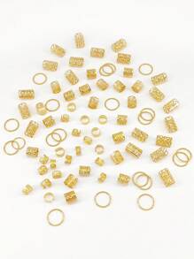 80pcs Mixed Hair Ring Dreadlocks Set, Personalized Street Party Braided Hair Clips Hair Accessories Loc Hair Jewelry For Braids For Girls And Women Boho,Gold Head Piece, School Stuff