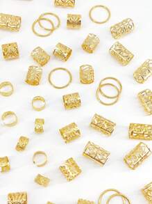 80pcs Mixed Hair Ring Dreadlocks Set, Personalized Street Party Braided Hair Clips Hair Accessories Loc Hair Jewelry For Braids For Girls And Women Boho,Gold Head Piece, School Stuff