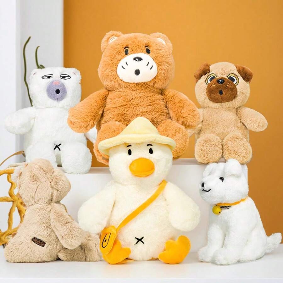 XTHOT 1pc 24cm Anown Cartoon Plush Duck Dog Bear Toy,Lovely Dinosaur Stuffed Animal For Birthday/Christmas Gifts
