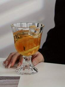 1 件复古风格花卉玻璃高脚杯，香槟/葡萄酒/饮料杯