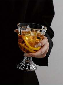 1 件复古风格花卉玻璃高脚杯，香槟/葡萄酒/饮料杯