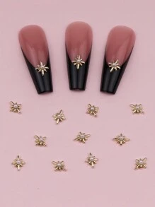 10pcs Mini Faux Pearl Golden Starry DIY Nail Art Decorations Nails