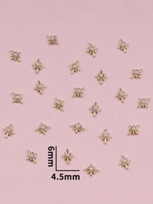 10pcs Mini Faux Pearl Golden Starry DIY Nail Art Decorations Nails