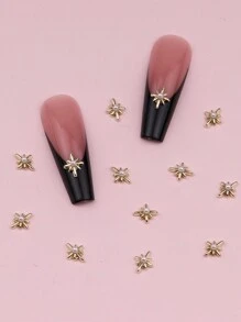 10pcs Mini Faux Pearl Golden Starry DIY Nail Art Decorations Nails