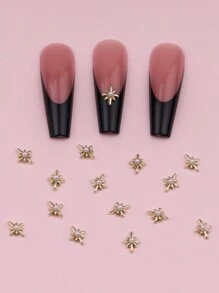 10pcs Mini Faux Pearl Golden Starry DIY Nail Art Decorations Nails
