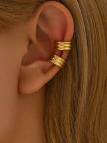 1 Paar Edelstahl Ohrringe in Goldfarbe, personalisiert, Klemm-Ohrringe für nicht-durchlöcherte Ohren, für den täglichen Gebrauch