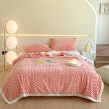 1件純色加厚加柔毛毯 - 粉色 - 查看 7