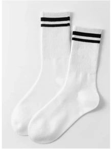 1/3/5/8/10 双男女通用长筒袜，黑白，吸湿排汗，透气，简约优雅，适合所有季节