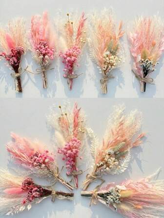 热销迷你干花花束 1/2/6/12 件/套，适用于波西米亚婚礼、桌面中心装饰、小干芦苇、手工干花、生日蛋糕伴娘礼盒、花瓶装饰礼物毕业、秋季装饰、秋季