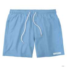 bermuda sufgang masculina tactel grosso com bolso skatista moda masculina larga estilo verão moda 2024 moda praia - Azul - Visão 1
