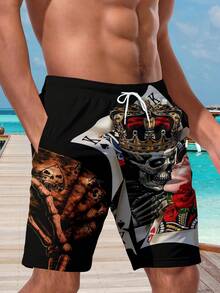 Men's 3D Hawaiian Print Summer Beach Shorts - Multicolor - View 3