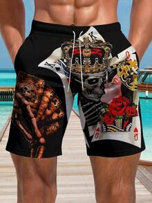 Men's 3D Hawaiian Print Summer Beach Shorts - Multicolor - View 1