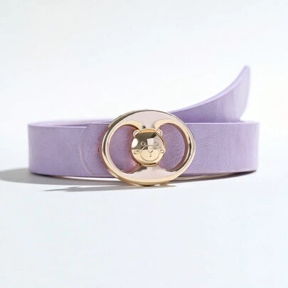 Casual Urban Girl Style Raccoon Metal Buckle Pu Leather Belt, Suitable For Spring And Summer