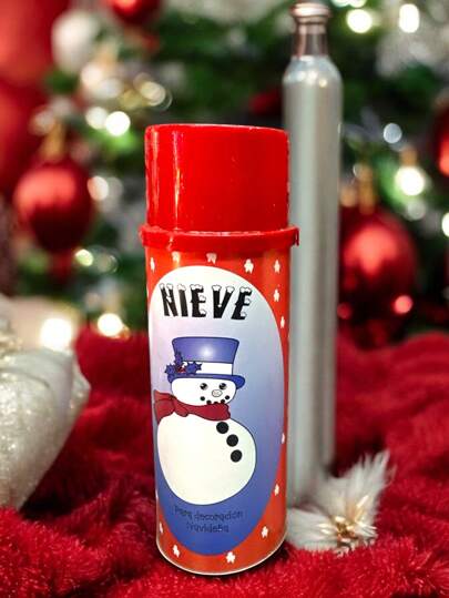Navidad Nieve Artificial, Nieve en lata, para fiestas, decoraciones, para jugar, Nieve para decoración de Árbol de Navidad, Nieve de Di versión. Contenido 300ml. Incluye plantilla con figuras para plasmarlas con la nieve