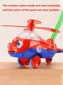 儿童推拉飞机婴儿学步车玩具，幼儿推拉飞机玩具，适合学龄前男孩女孩，生日礼物，旋转螺旋桨声音，塑料材质，返校