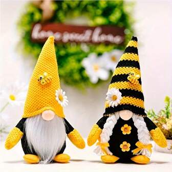 1 件大黄蜂侏儒装饰品瑞典 Tomte Nisse Gonk 向日葵侏儒春夏季分层托盘侏儒家居装饰品