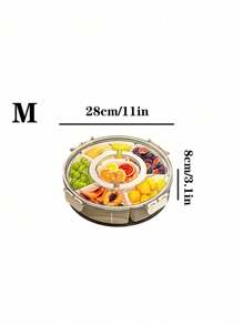 1pc Food Container Box With Divider Tray, Lid And Handle, Portable Rotating Snack Platter, Suitable For Candies, Fruits, Nuts, Snacks, Party, Entertainment, Picnic Christmas Gift