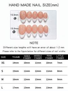 10 件/套杏仁形手工指甲贴，简约风格，裸色指甲床上手绘白色法式指甲贴，优质亚克力假指甲，适合女士和女孩日常佩戴，带指甲配件按压指甲美甲用品指甲 - 彩色 - 查看 5