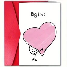 1 张可爱的情人节贺卡，浪漫心形设计，男女通用，适合丈夫、妻子、男朋友、女朋友、男士和女士，包含信封 - 多色 - 查看 1