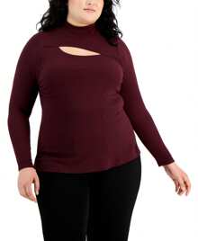 INC International Concepts Plus Size Cutout Mock Neck Top - Multicolor - View 1