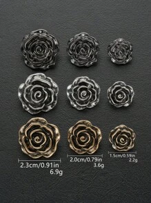 6 件/包复古玫瑰花金属纽扣，缝制装饰纽扣，适用于衬衫、衬衫、毛衣、羊毛衫、连衣裙、外套、夹克、鞋子、帽子、礼品盒、包、DIY 配件