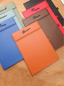 1pc Retro Vintage A4 PU Leather Magnetic Closing Clipboard, Customizable Text, Writing Pad For Office, Meetings, File Organization Back To School,School Supplies