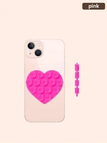 1pc Double-Sided Heart-Shaped Silicone Suction Cup, Washable Phone Silicone Suction Cup, Anti-Slip Fixed Suction Cup Phone Holder Compatible With IPhone, Android Phone, Gift For Birthday, Family, Friends Phone Stand, Phone Accessories