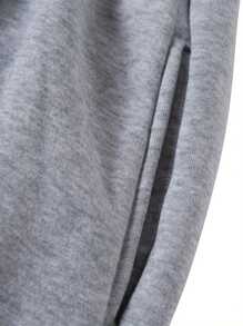 2Pcs Womens Spring Fall Sportswear Solid Color Hooded Long Sleeves Sweatshirt Drawstring Slacks Set Streetwear - Gris Claro - Ver 3