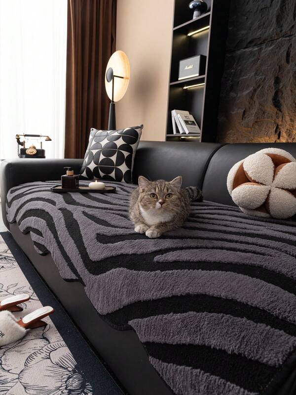 1 pezzo di copridivano asimmetrico in pelliccia corta, a prova di animali domestici, per soggiorno e camera da letto, adatto per tutte le stagioni