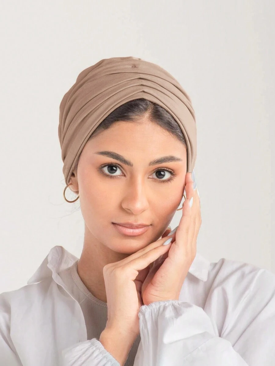 Fashionable Headscarf, Double Layer Design, Four-Way Stretch, No Pins Or Magnets Needed. Natural Folds Flatter Face Shape, Add Volume, Secure Bun. One Size Fits Most Women. Suitable For Daily Wear With Headscarf, Abaya And Other Outfits, Soft And Comfortable