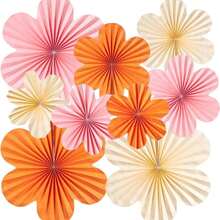 Birthday Party Decor Paper Flowers, Paper Wall Decor Flowers, Party Backdrop Paper Fan Hanging Paper Flowers - Multicolor - View 3