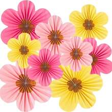Birthday Party Decor Paper Flowers, Paper Wall Decor Flowers, Party Backdrop Paper Fan Hanging Paper Flowers - Multicolor - View 7