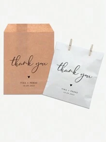Personalized Candy Bags-Thank You Kraft Wedding Candy Bags,Set Of 25 Cookie Bag,Multi-Functional, ,Anti-Mold,Ornamental,Reusable,Exquisite,Stylish,High-Quality,Adorable,Modern,Custom,Unique,Personalized,Ideal Gifts For Him,Ideal Gifts For Her,Her,Boyfriend,Girlfriend,Dad,Mom,Family,Friends,Son,Daughter,Kids,Kitchen,Dining Room,Bedroom,Office,Living Room,Home,Garden,Tea Room,For Anniversaries,For Birthdays,For Housewarming,For Graduation - Multicolor - View 4