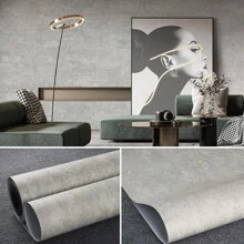 1 Roll Thick Light Gray Cement Self-Adhesive Wallpaper, Self-Adhesive Detachable PVC Wallpaper, Waterproof And Moisture-Proof, Easy To Stick, Suitable For Living Room, Kitchen, Bedroom And Furniture Decoration,Renovation Stickers Peel Wall Panels,Wall Paper, Wallpapers,Spring Decoration Items Refresh Your Home,Rama Decoration Stickers Gifts Birthday Graduation