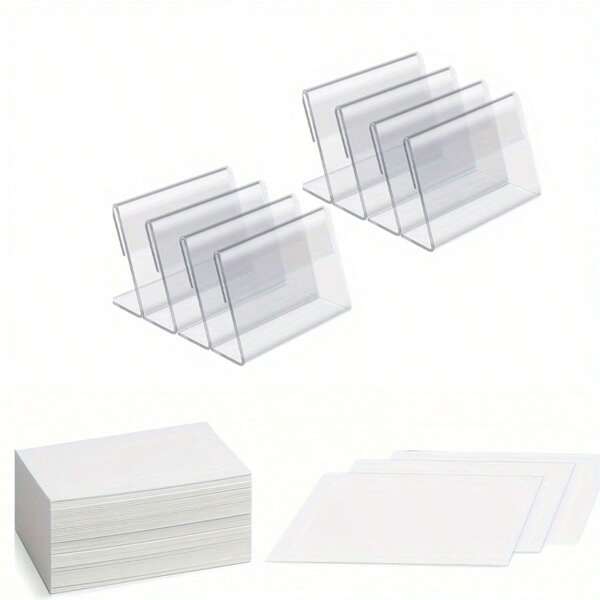 4/8/20pcs Acrylic Mini Slanted L-Shaped Display Stand, Plastic Price Tag Business Card Holder, Suitable For Party Signs, Shop, Restaurant