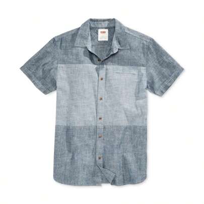 Mens Mishak Colorblocked Chambray Cotton Shirt