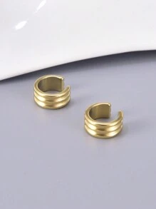 1 Paar Edelstahl Ohrringe in Goldfarbe, personalisiert, Klemm-Ohrringe für nicht-durchlöcherte Ohren, für den täglichen Gebrauch